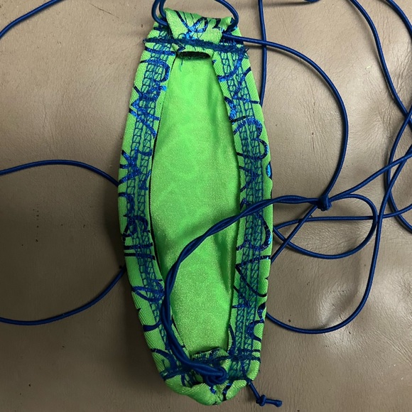 NWOT Sexy Skimpy Handmade Green Royal Blue Teardrop Slingshot Stripper Monokini - Picture 7 of 7
